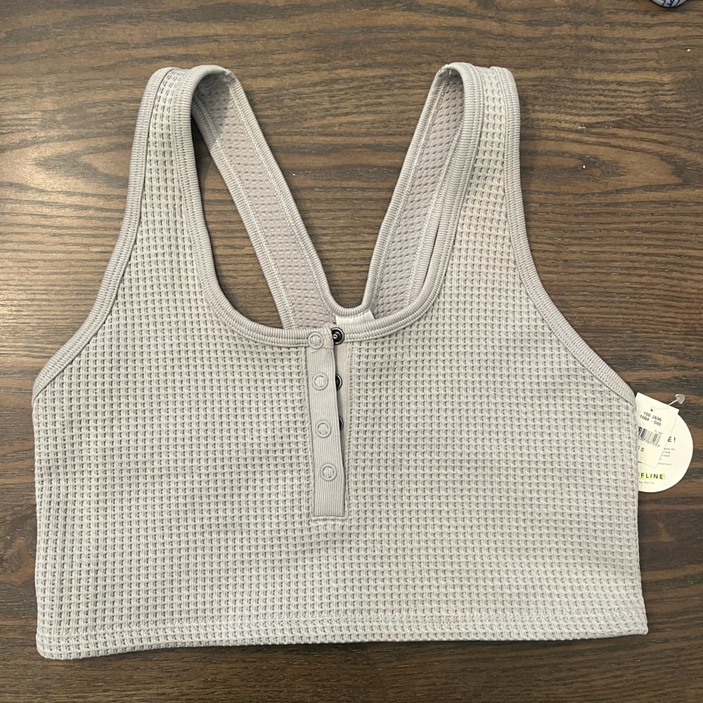 Aerie Gray waffle Sports Bra